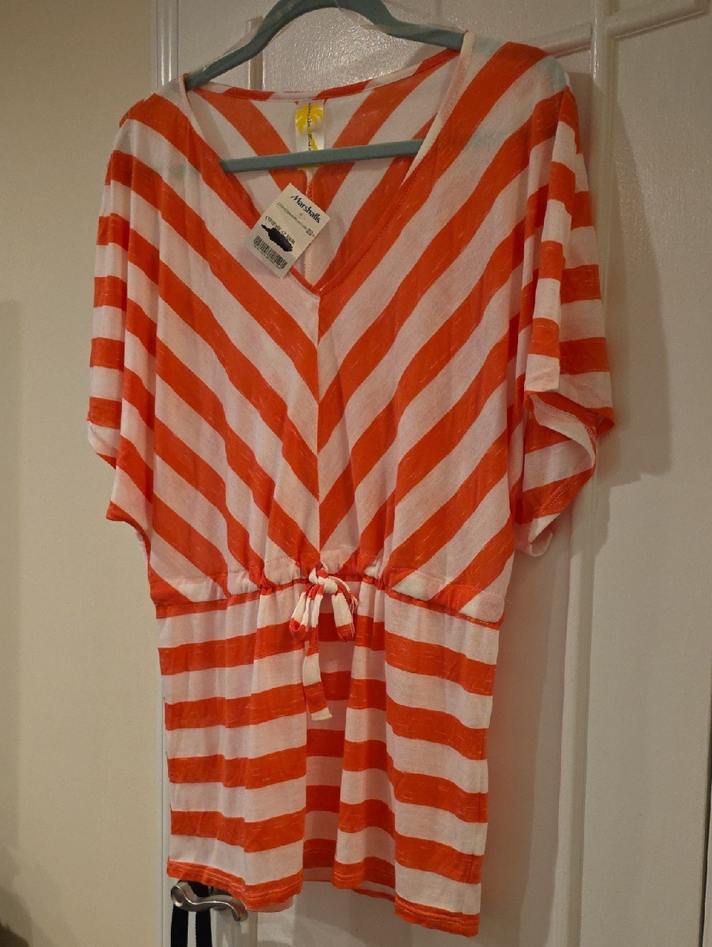 Lily Bleu Bathing Suit Cover Up - NWT - Salmon & White Dtrope - Sz M